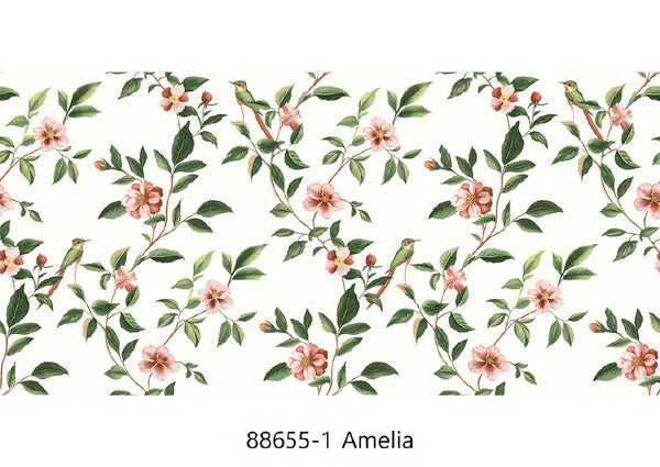 Amelia Hummingbird Botanical Wallpaper