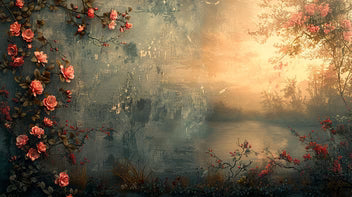Romantic Rose Garden Sunset Wallpaper