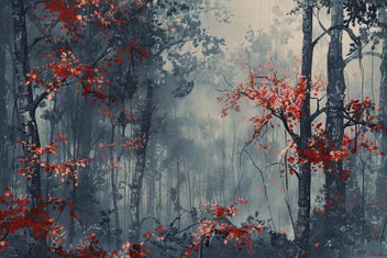 Crimson Mist Forest Wallpaper