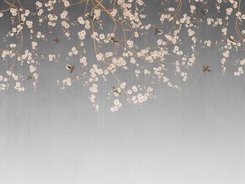 Gray Cascading Cherry Blossom Wallpaper