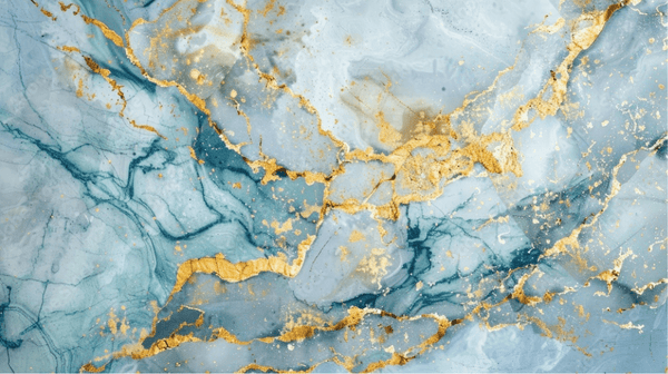 Blue & Gold Marble Wallpaper – Luxury Abstract Wall Mural