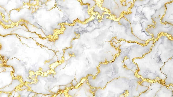 Luxury White Marble & Gold Veining Wallpaper – Elegant Design