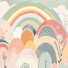 Rainbow Hills Watercolour Mural | Dreamy Pastel Kids Wallpaper