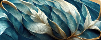 Luxury Teal Gold Leaves Wallpaper