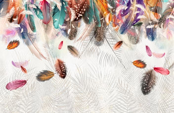 Colorful Feathers Boho Wallpaper