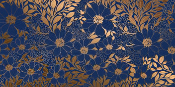 Navy Gold Floral Elegance Wallpaper