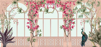 Elegant Peacock Garden Wallpaper