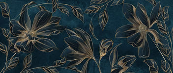 Navy Gold Tropical Elegance Wallpaper